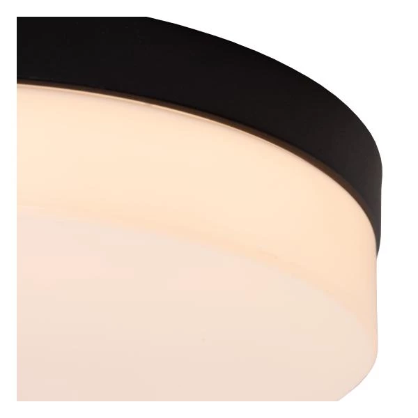 Lucide BISKIT - Plafonnier Salle de bains - Ø 28 cm - LED - 1x18W 2700K - IP44 - Détecteur De Mouvement - Noir - DETAIL 2